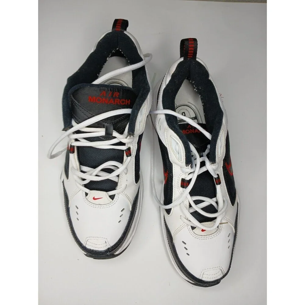 Nike Air Monarch IV Men’s Sneakers White Black Red Athletic Training Shoes